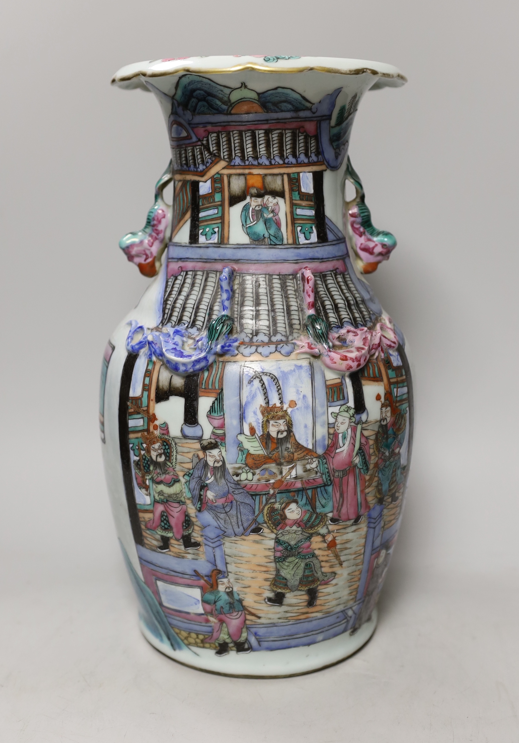 A 19th century Chinese famille rose vase, 34cm